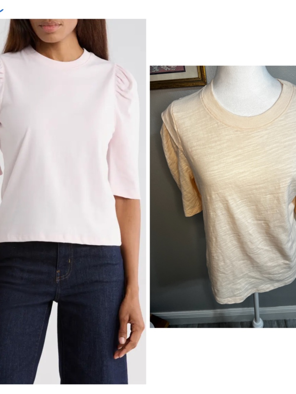 Frame Denim Women's Short Sleeve Tee in Light Pink and Pale Peach